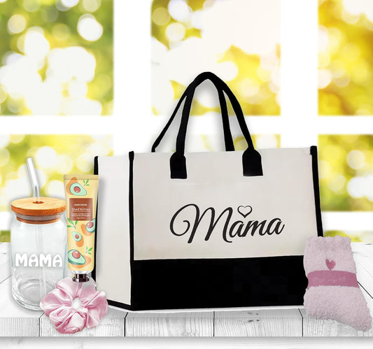 New Mom Gift Basket Care Package Baby Shower Gift Set for Mom & Baby wNewborn Essentials After Labor Hospital Gift Bundle for Expecting Moms Tote Bag, Swaddle, Burp Cloth, Socks & More