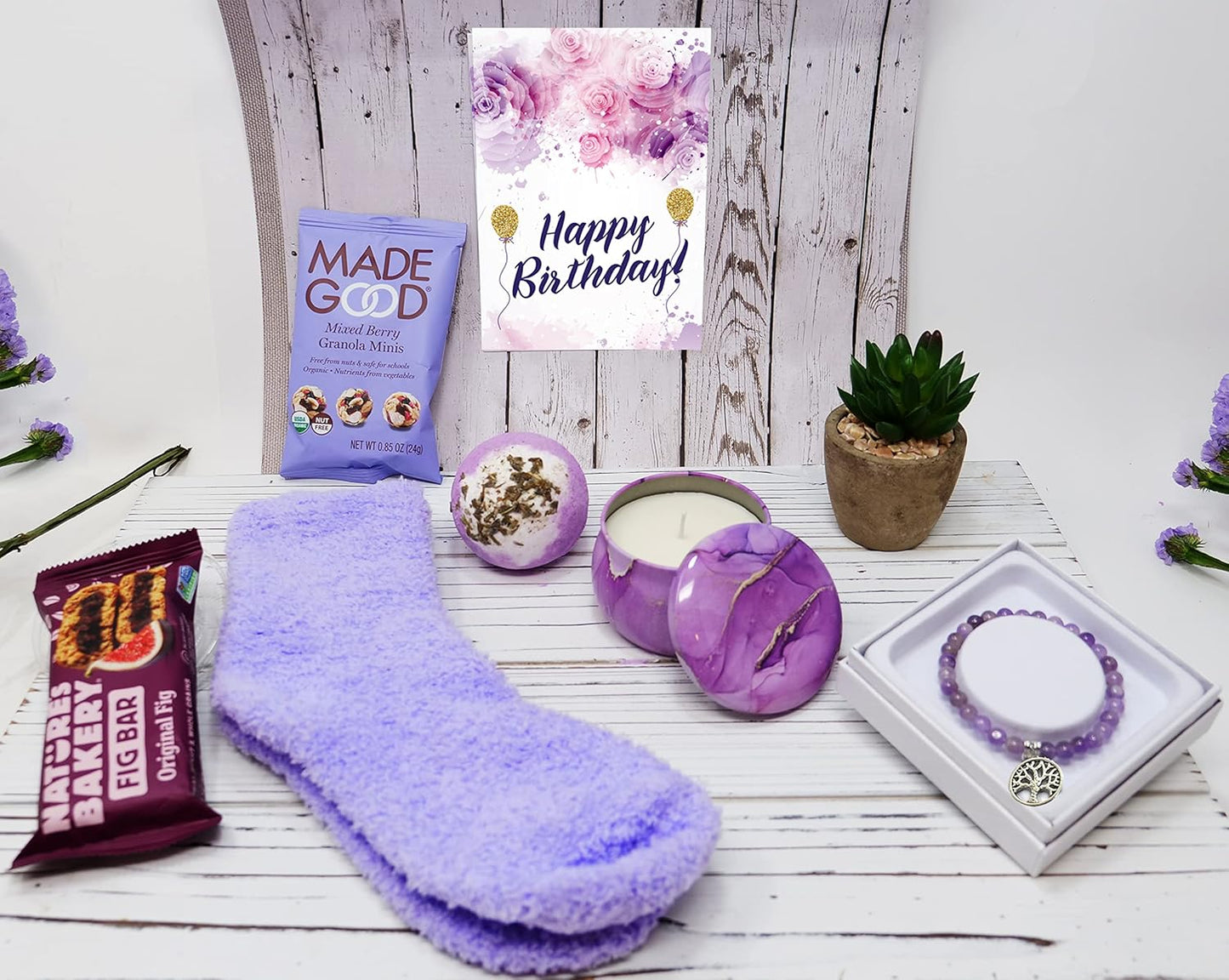 Birthday gift for women | Self Care Package Birthday gift basket | Purple & Vegan, w/ personal care | Stress Relief, BFF Women Who Has Everything, For Her, Wife Mom Best Friend Mother Grandma Bday