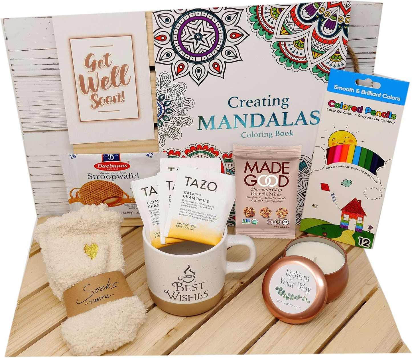 GET WELL SOON Gift for women Gift Basket, Care Package for after surgery recovery, cancer, feel better, sick care package encouragement female gift w snacks personal care Friend Sympathy gift