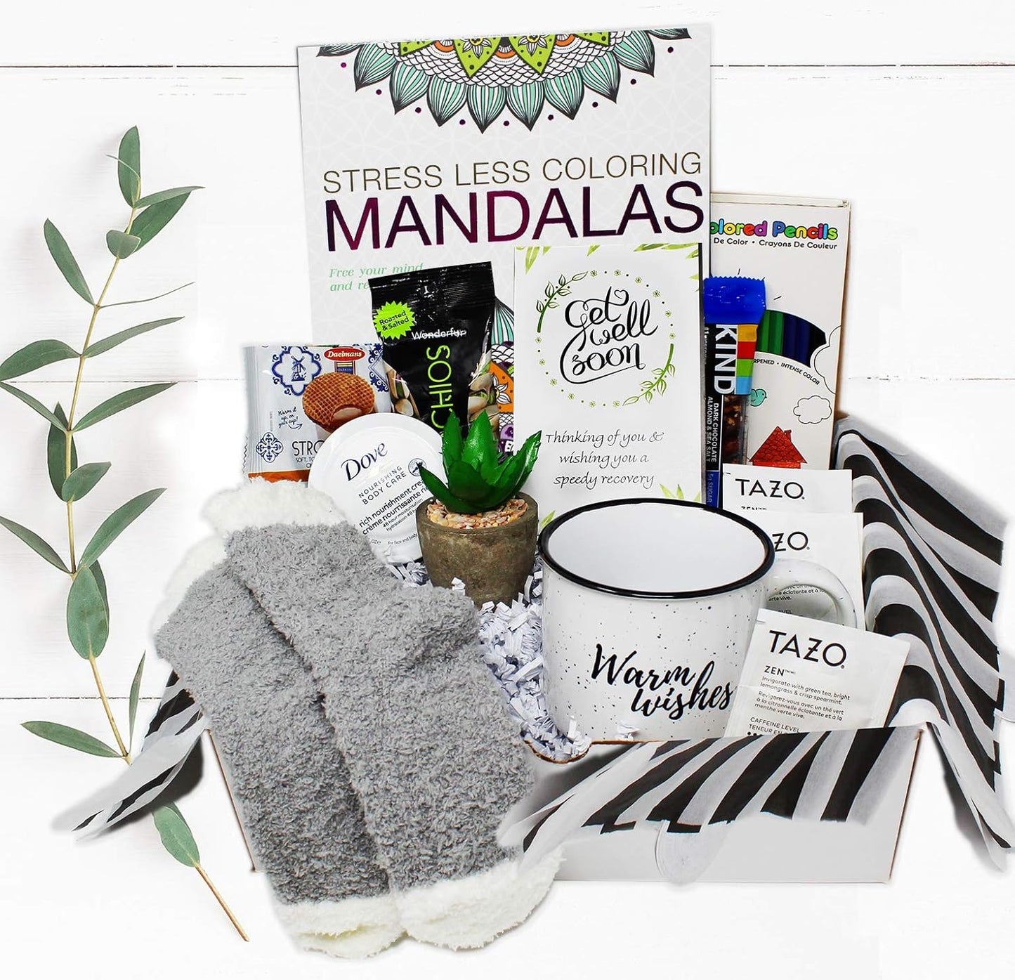 GET WELL SOON Gift basket for women CARE PACKAGE variety box w/snacks After Surgery or Injury Speedy Recovery, feel better soon gift, cancer, hospital w/Self Care Stress Relief Gift, Encouragement