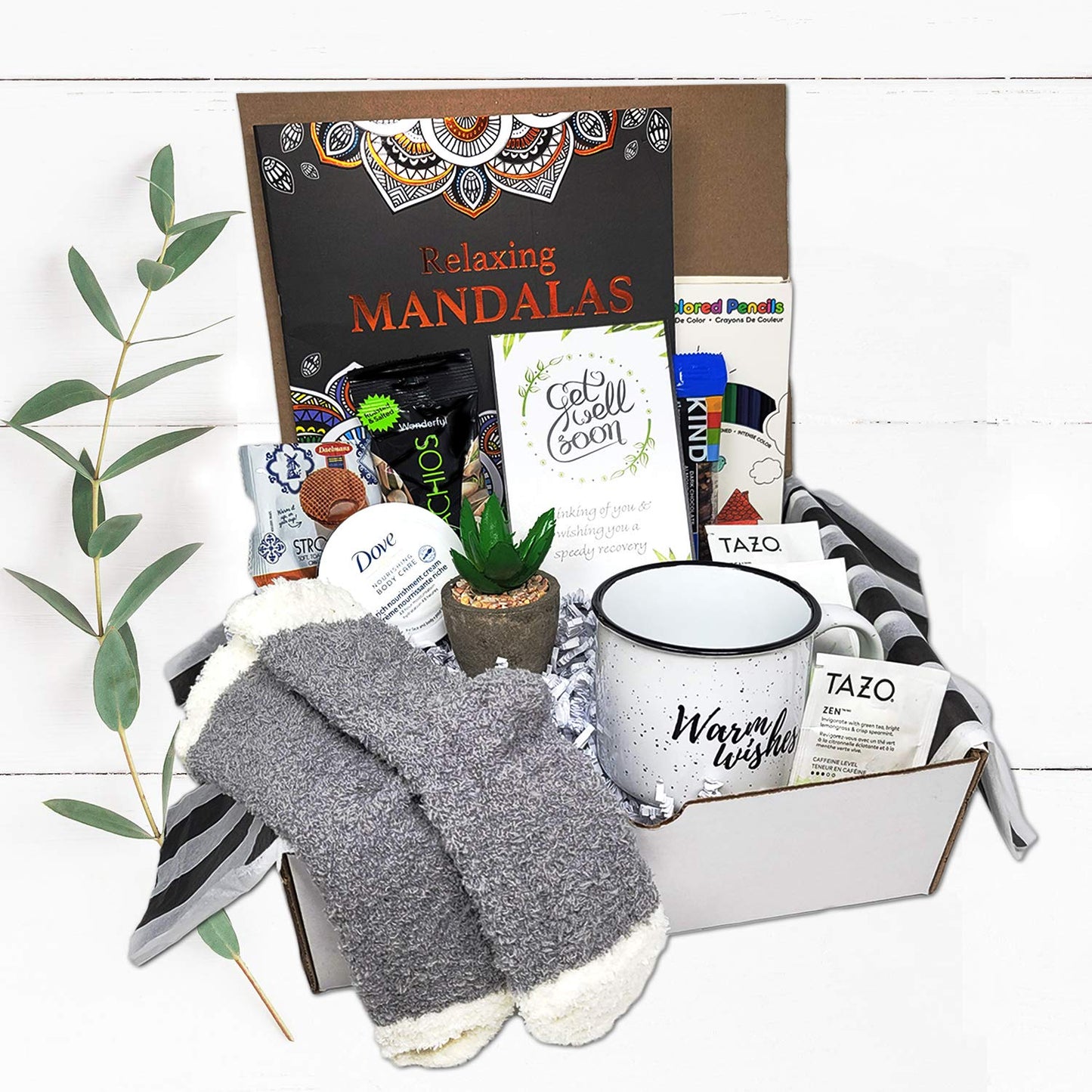GET WELL SOON Gift basket for women CARE PACKAGE variety box w/snacks After Surgery or Injury Speedy Recovery, feel better soon gift, cancer, hospital w/Self Care Stress Relief Gift, Encouragement