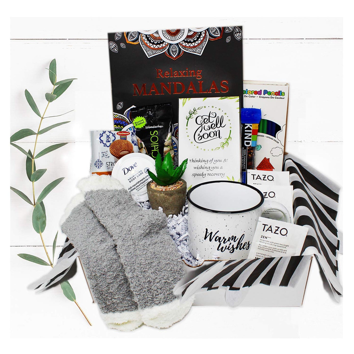 GET WELL SOON Gift basket for women CARE PACKAGE variety box w/snacks After Surgery or Injury Speedy Recovery, feel better soon gift, cancer, hospital w/Self Care Stress Relief Gift, Encouragement