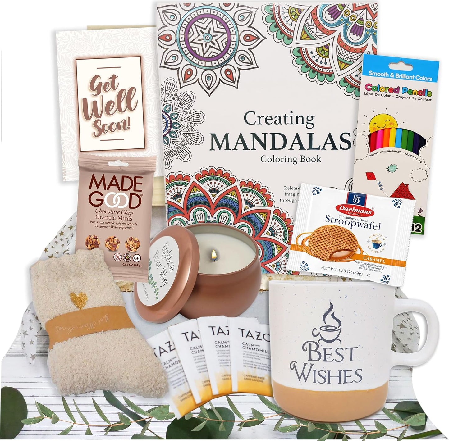 GET WELL SOON Gift for women Gift Basket, Care Package for after surgery recovery, cancer, feel better, sick care package encouragement female gift w snacks personal care Friend Sympathy gift
