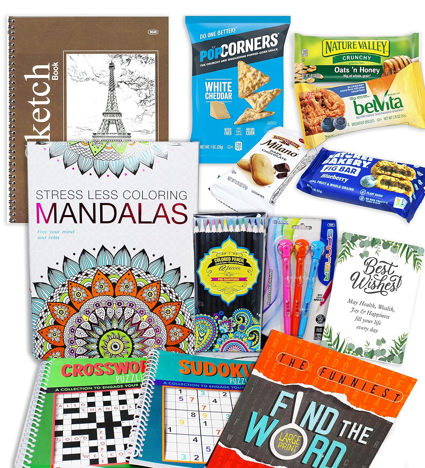 Get Well Soon Art set kit gift | Hospital After surgery recovery gift, / college.Student,Activity Books care package | Feel better soon gift basket for sick friend Stress relief & Great Snack Variety