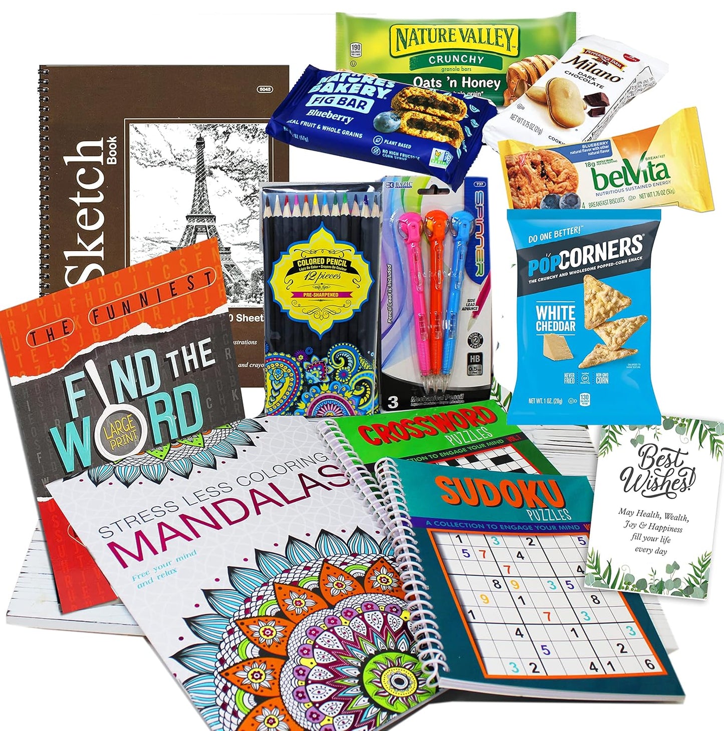 Get Well Soon Art set kit gift | Hospital After surgery recovery gift, / college.Student,Activity Books care package | Feel better soon gift basket for sick friend Stress relief & Great Snack Variety