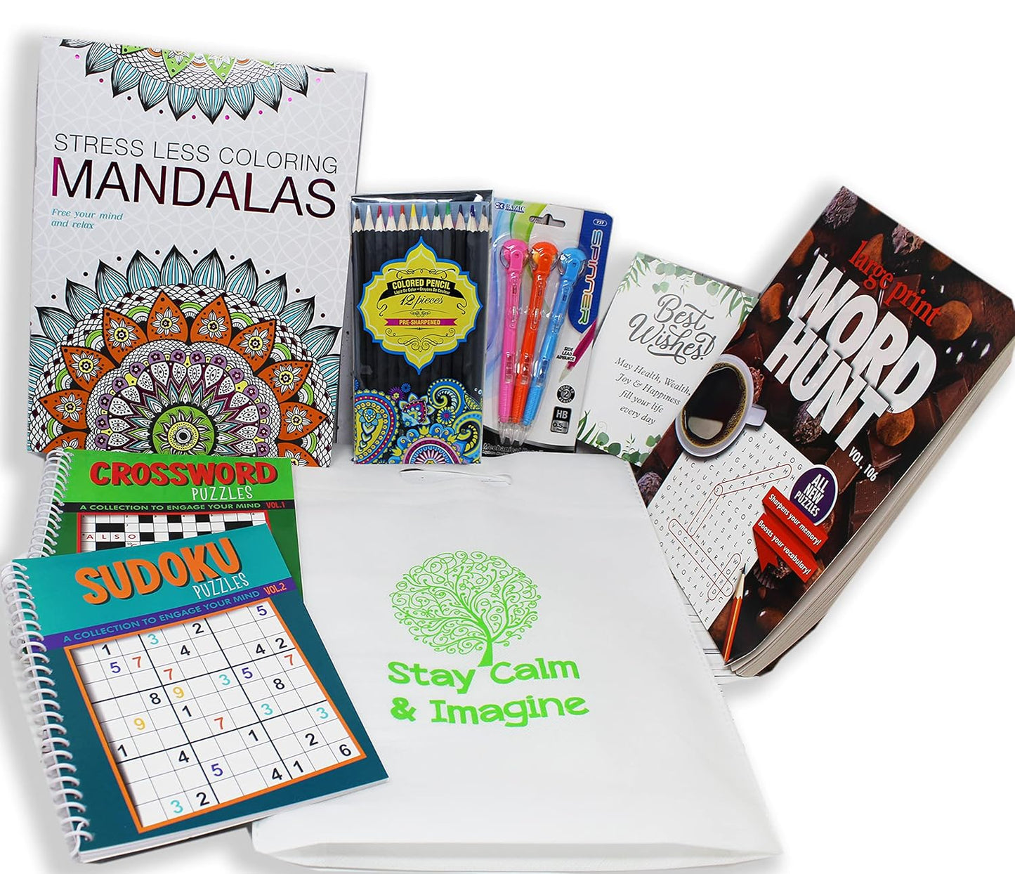 Get Well Soon Art kit home activities adult coloring books & pencils care package Gift basket feel better soon gift for sick friend women, men, covid or after surgery for Stress relief & Relaxation