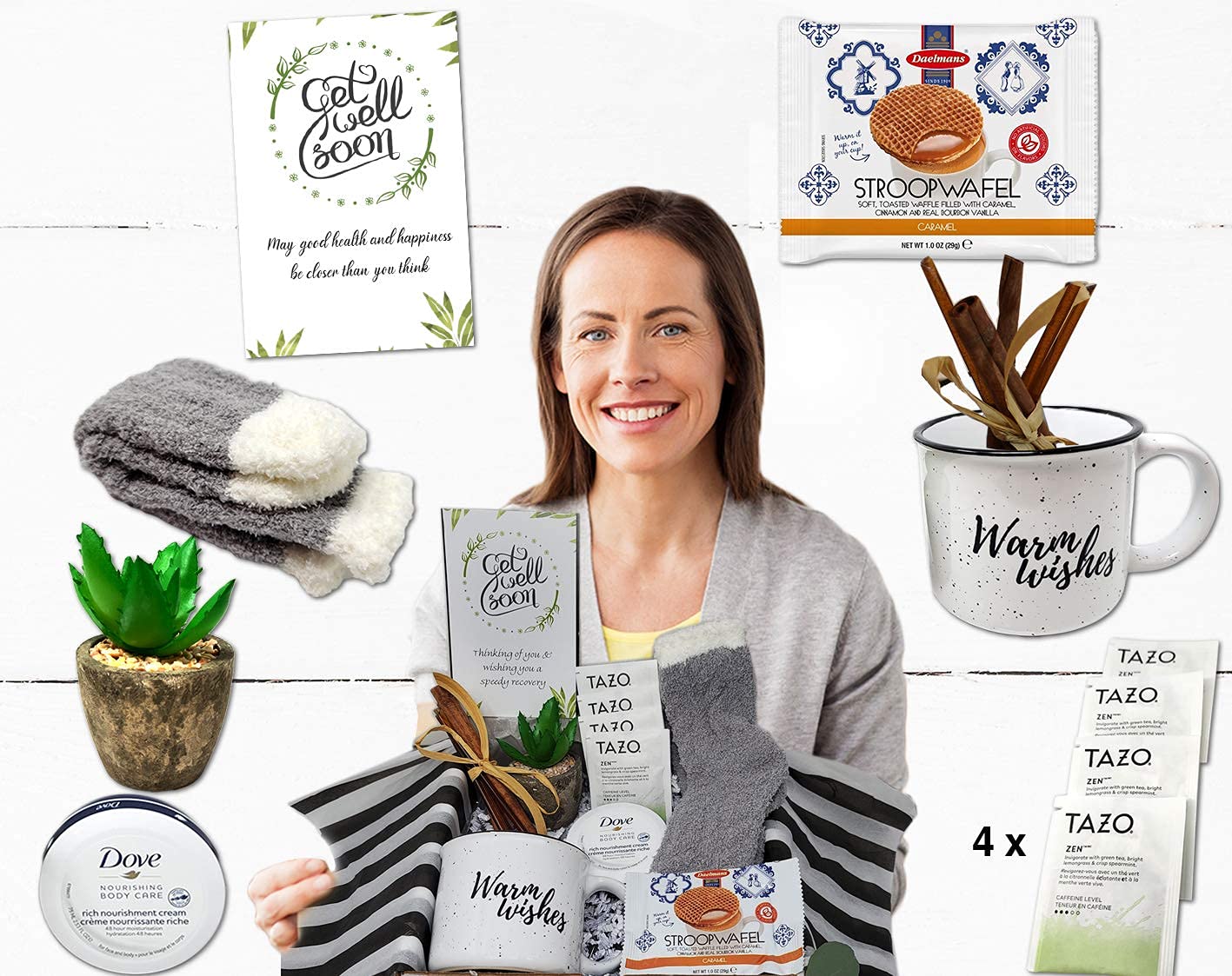 Get well soon Gift Basket for women Care Package wsnacks & greeting card, after-surgery hospital recovery variety gift, cancer, Injury Feel better soon, Speedy recovery encouragement gift