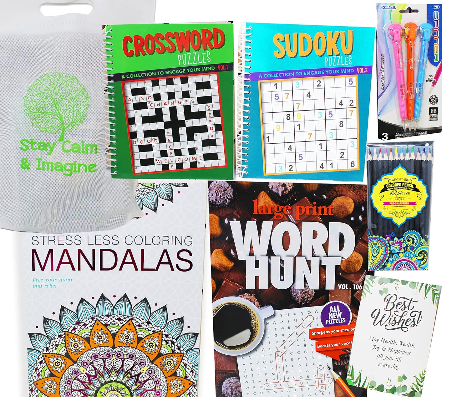 Get Well Soon Art kit home activities adult coloring books & pencils care package Gift basket feel better soon gift for sick friend women, men, covid or after surgery for Stress relief & Relaxation