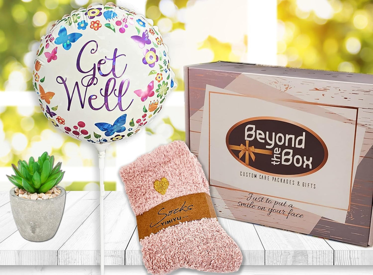 GET WELL SOON Gift basket for women CARE PACKAGE w/Balloon, Feel better soon gift, variety box w/snacks After Surgery hospital or Injury Speedy Recovery, cancer, Stress Relief Gift, Encouragement