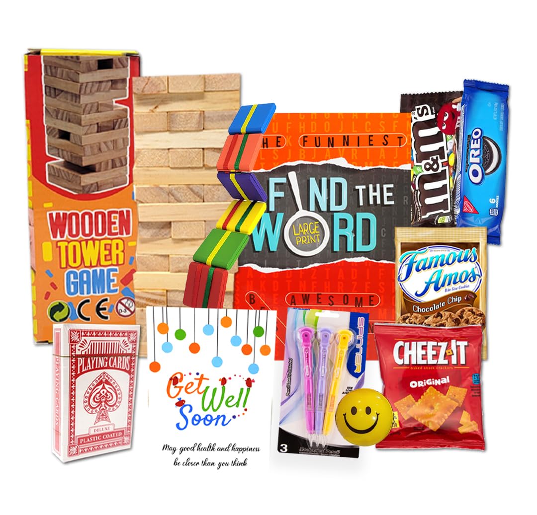 Kids GET WELL GIFT basket, Care package for a sick child boygirl, Feel better soon for home or hospital wactivity games, toys, candy & snacks bundle, Covid, cancer, surgery recovery Encouragement