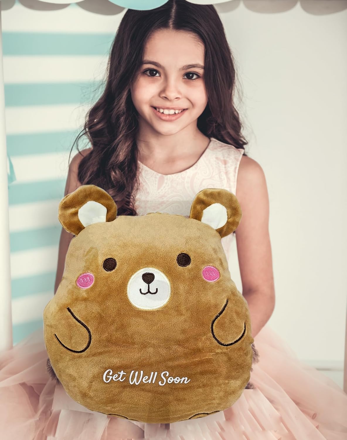 KIDS GET WELL SOON care package gift, Squooshy pillow, Cozy Blanket, Candy Snacks gift basket & Greeting card, gift for kids children boy/girl, Feel better soon, home or hospital recovery