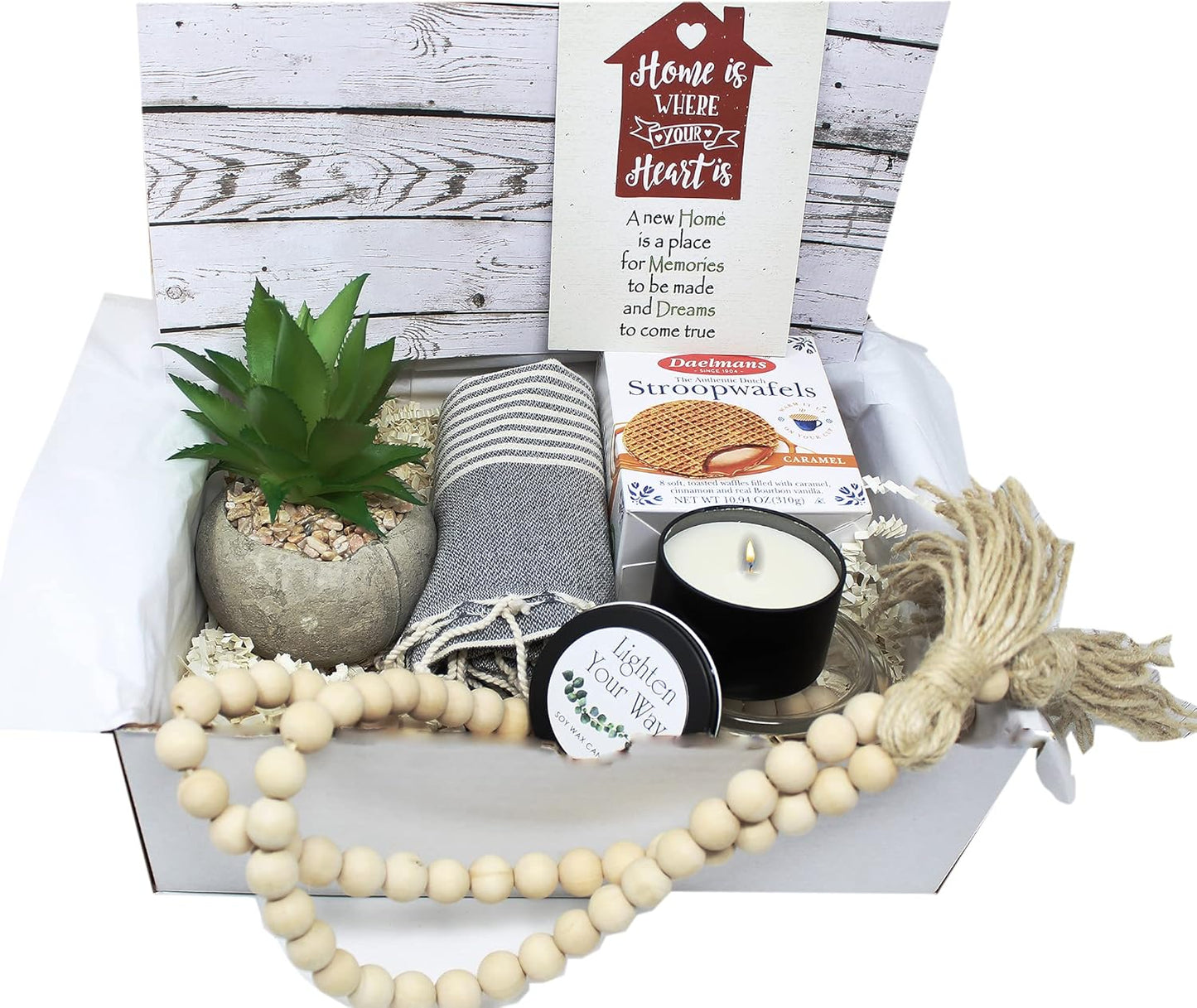 Perfect Housewarming Gift Basket for New Home | Hostess House Warming Gift for Couple Gift for Women of Home décor and Snacks, Welcome Family to a New Home