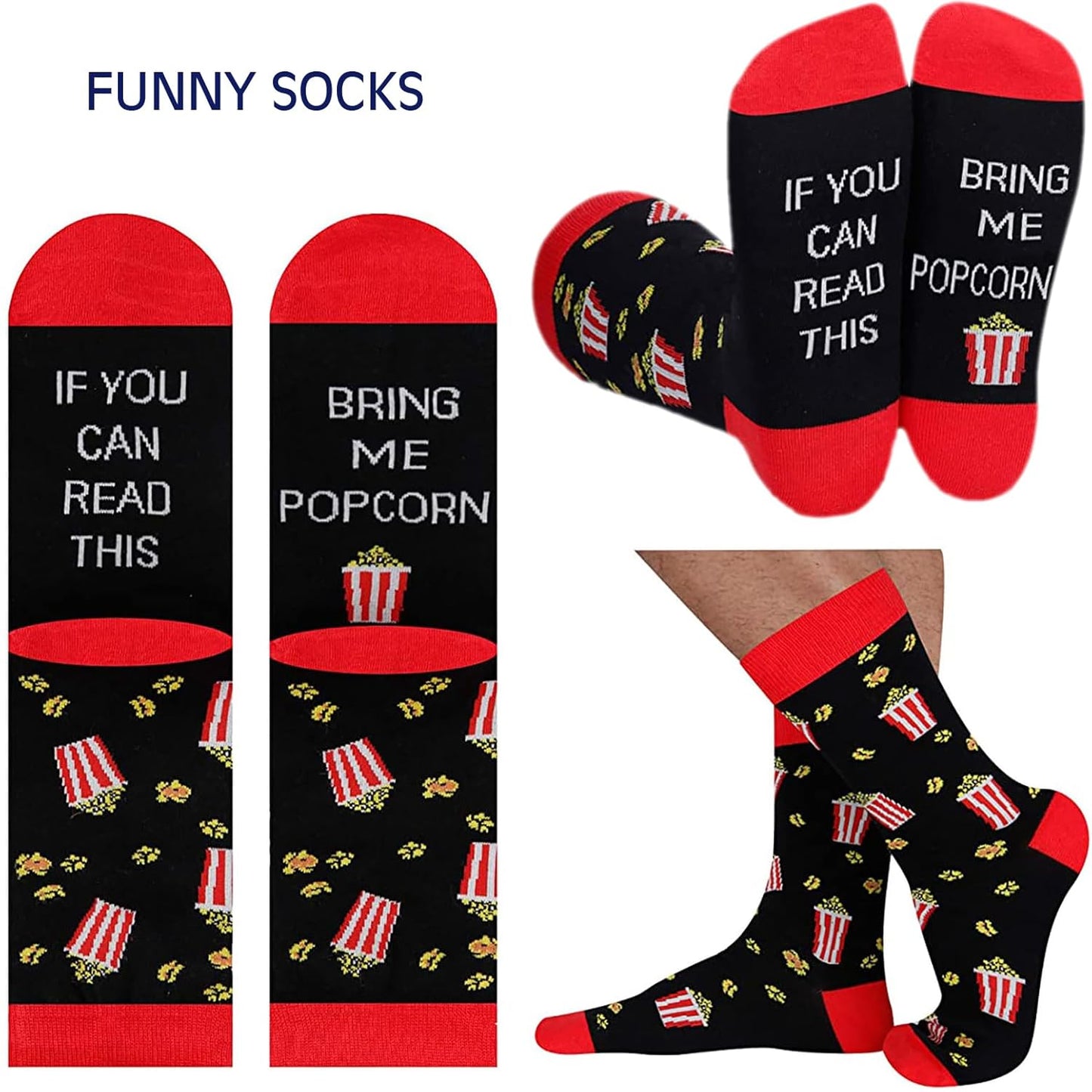 POPCORN LOVER Movie night Gift Basket care package - for family or Birthday gift snack variety or Popcorn seasoning, w/Hot Air Popcorn maker & Funny socks, the Ultimate gift box