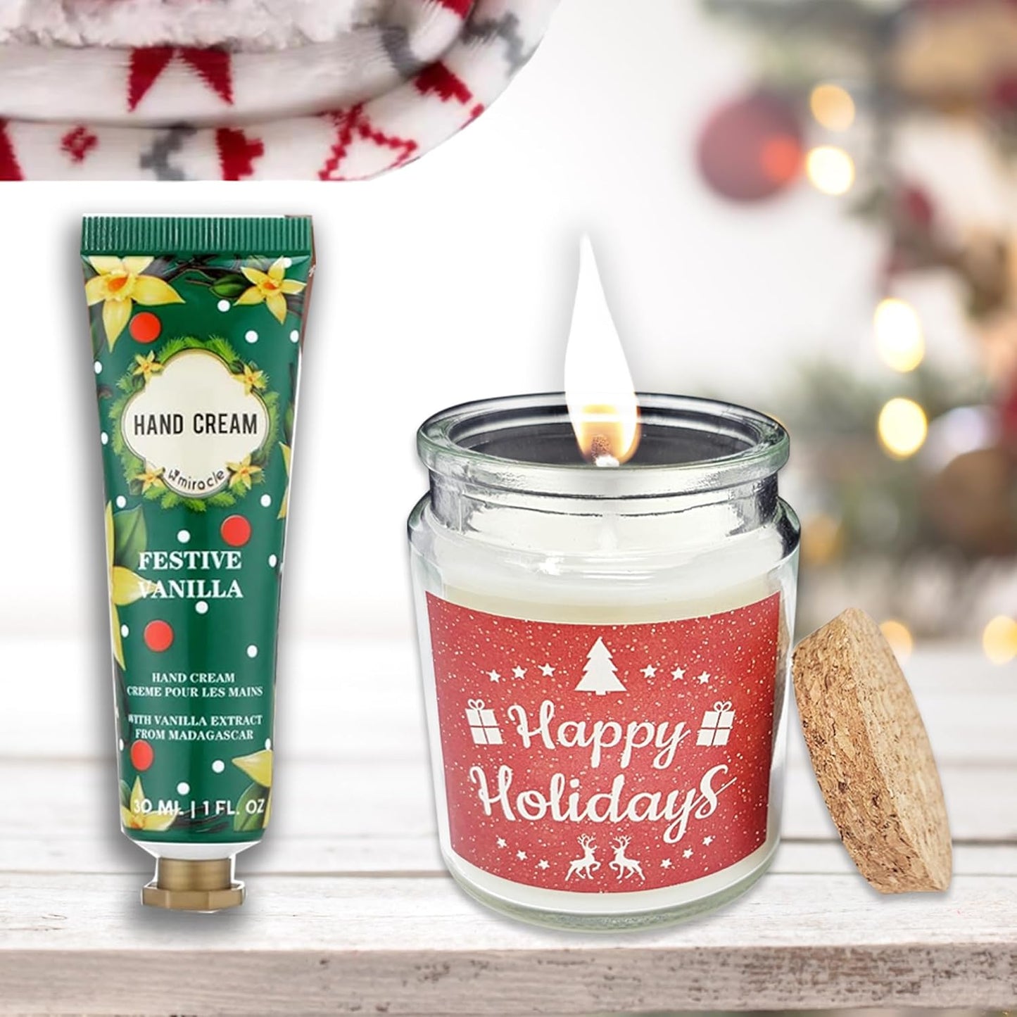 The ultimate CHIRISTMAS & Holiday Gift basket set for women, with blanket, Socks snacks, mug candle, variety gift box Christmas Holiday Gift Care package | gift basket for wife, mom, mother, grandma, sister, friend or aunt