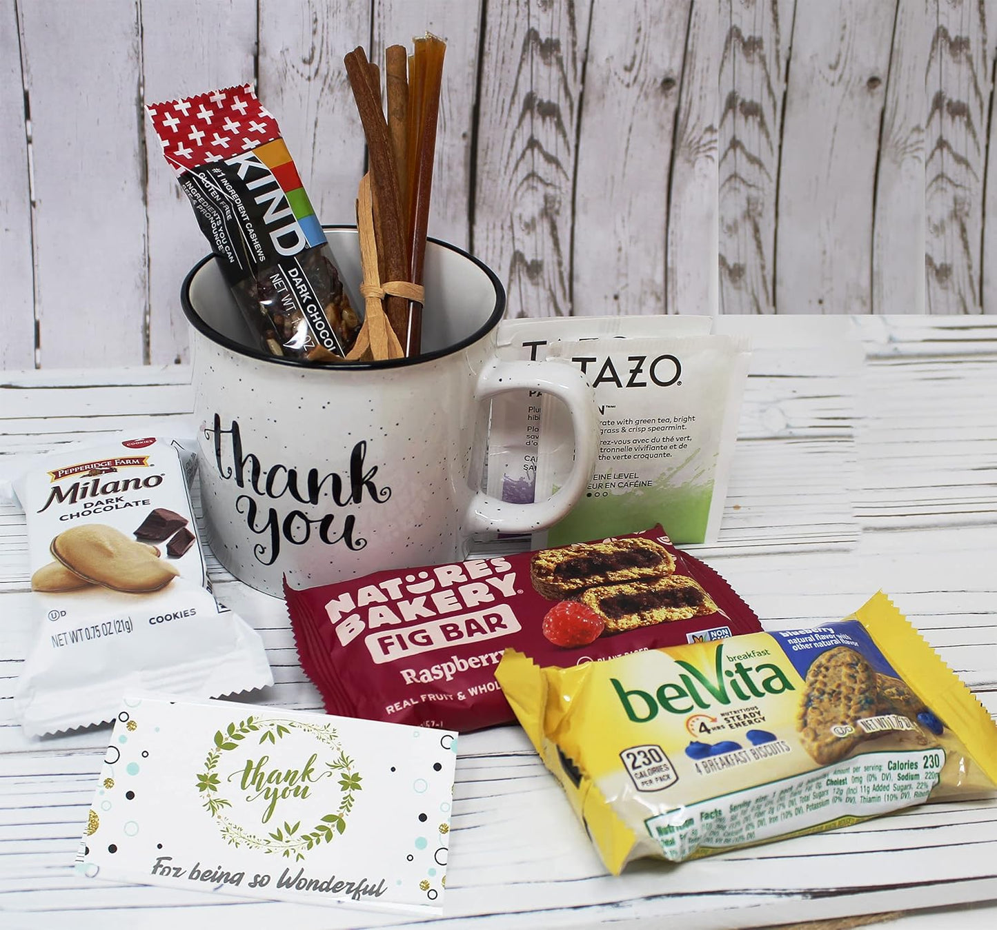 THANK YOU Gift basket in a Coffee mug, w/snacks, candy care package for Friend, Employee Coworker gift Gratitude, Cookies & Bars for Nurse, Doctor, Teacher appreciation, sister, Boss, Candy in a mug