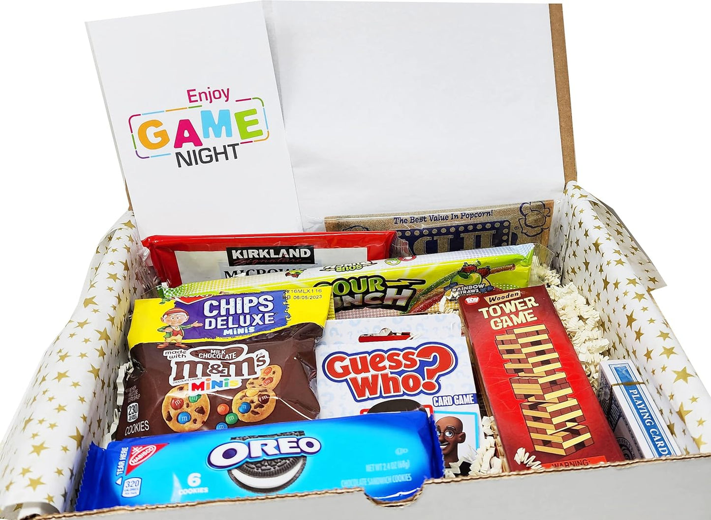 The Ultimate Game Night Gift Baskets for Family, Kids, Teens & Adults Playing Cards & Snacks & Candy Gift Box for Teenage Birthday Great Family Games & Movie Night or college, care package