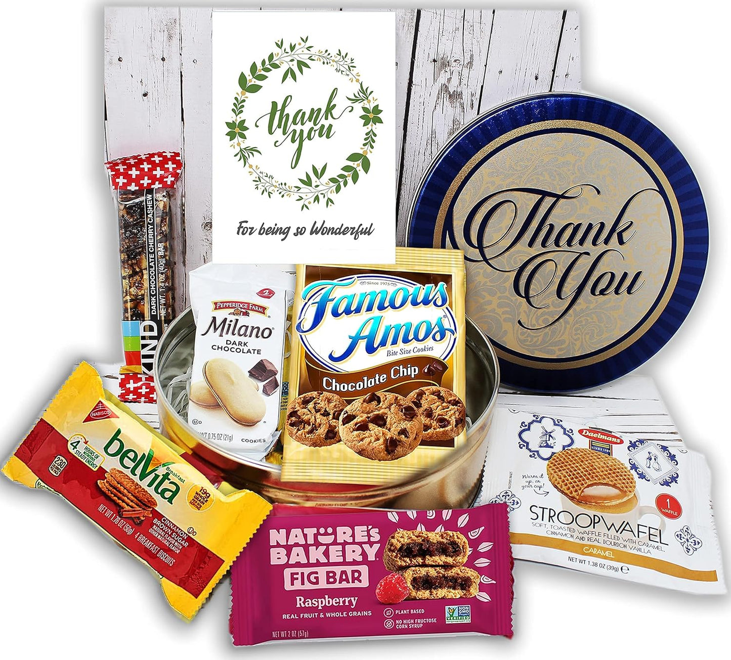 THANK YOU Gift basket in a tin, snacks care package for Friend, Coworker, & Gratitude, variety box cookies & bars for Nurse, Doctor, Teacher appreciation, sister, Employee, Boss
