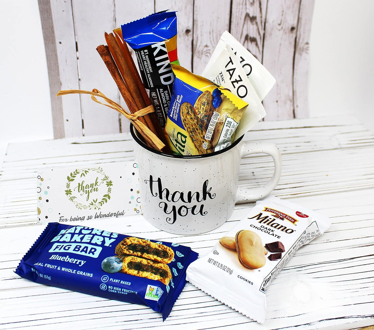 THANK YOU Gift basket in a Coffee mug, w/snacks, candy care package for Friend, Employee Coworker gift Gratitude, Cookies & Bars for Nurse, Doctor, Teacher appreciation, sister, Boss, Candy in a mug