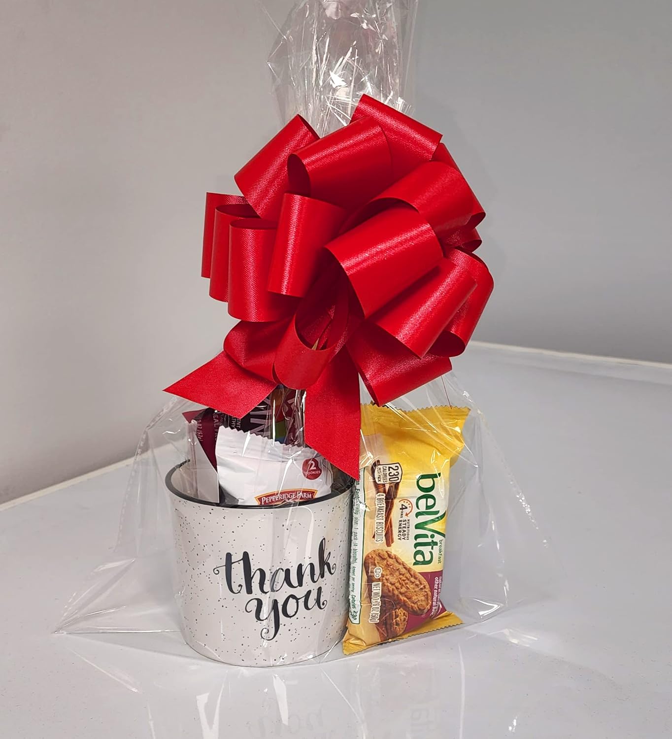 THANK YOU Gift basket in a Coffee mug, w/snacks, candy care package for Friend, Employee Coworker gift Gratitude, Cookies & Bars for Nurse, Doctor, Teacher appreciation, sister, Boss, Candy in a mug