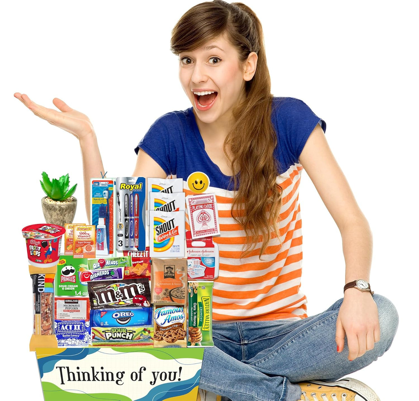 The Ultimate COLLEGE Student or Military Care package gift basket Essential item, Dorm Room Fun gift box with snacks, candy & games