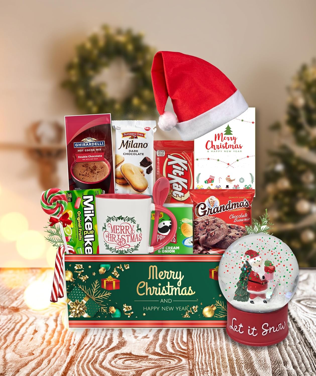 The Ultimate Basket Bundle Gift Set for Kids, Teenage, Candy & Snacks, Mug, & Snow Globe Variety Gift Box Christmas Care Package for Brother, Sister, Son, Daughter