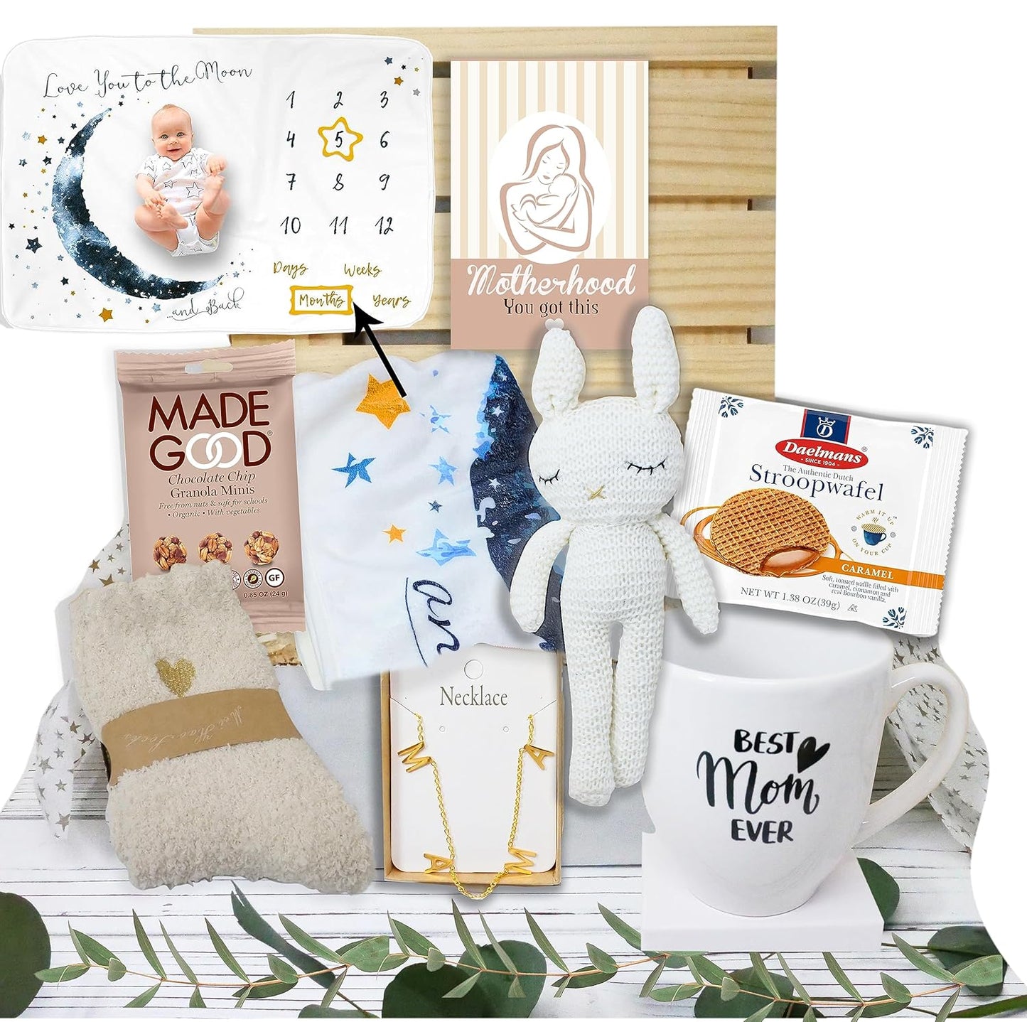 Ultimate New MOM Gifts, Care Package/Gift Basket, New Baby Gift, Expecting Pregnant Women, Mother to be Baby Shower, Pregnancy or After Birth, Surgery, Milestone Baby Blanket, Mother's Day Gift