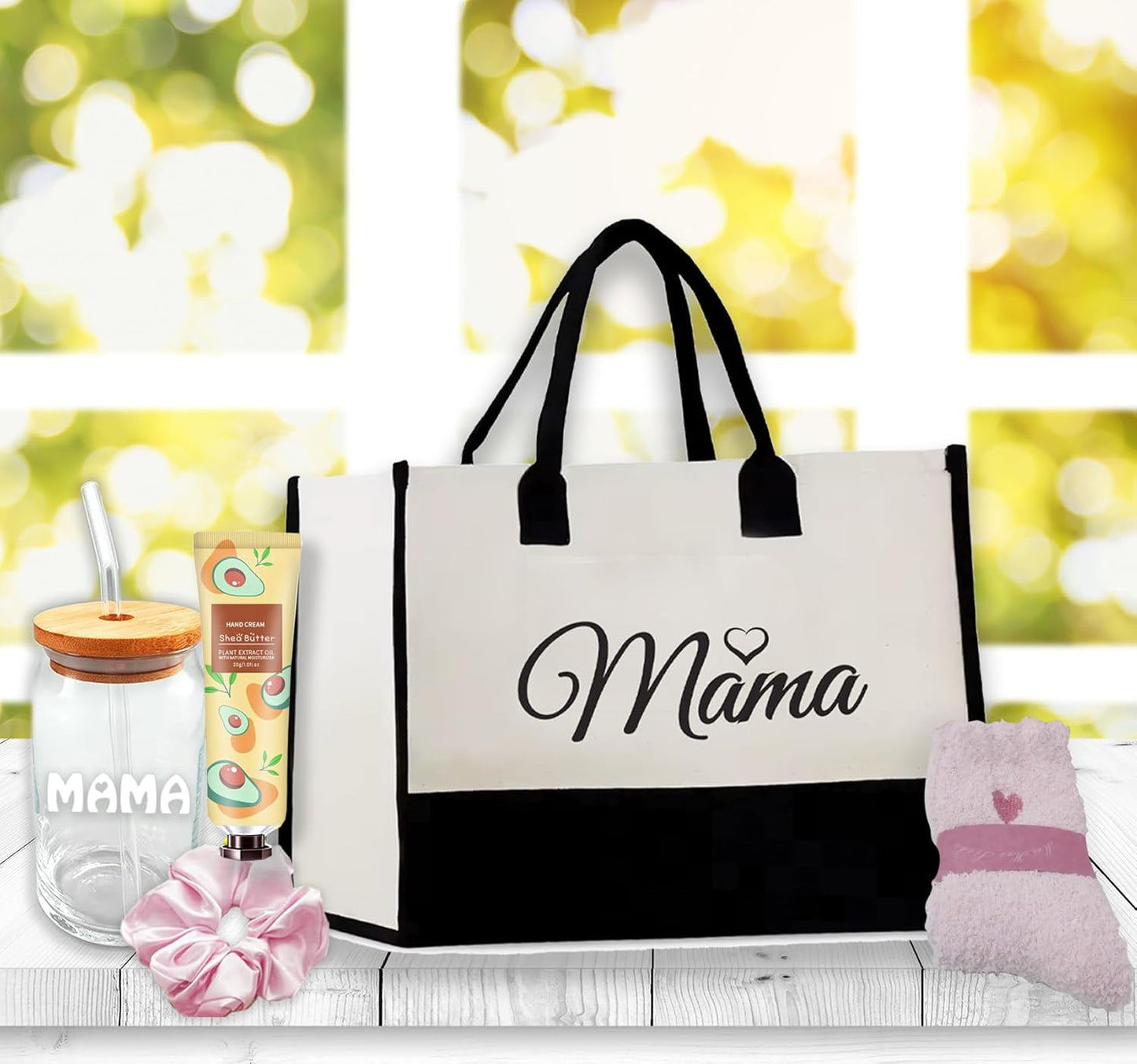 New Mom Gift Basket Care Package  Baby Shower Gift Set for Mom & Baby wNewborn Essentials  After Labor Hospital Gift Bundle for Expecting Moms  Tote Bag, Swaddle, Burp Cloth, Socks & More