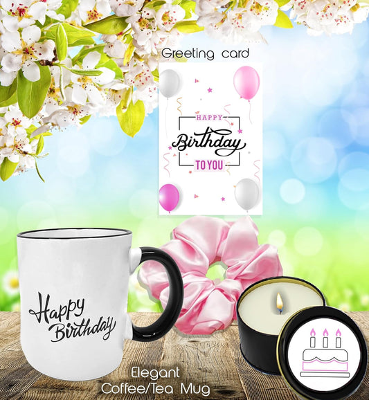 Birthday Gift BasketUnique Care package Gift set for women or teenage girl Variety gift wHappy birthday balloon dried flower bouquet, Card & snacks for best friend, Mom, Wife, Sister, Girlfriend