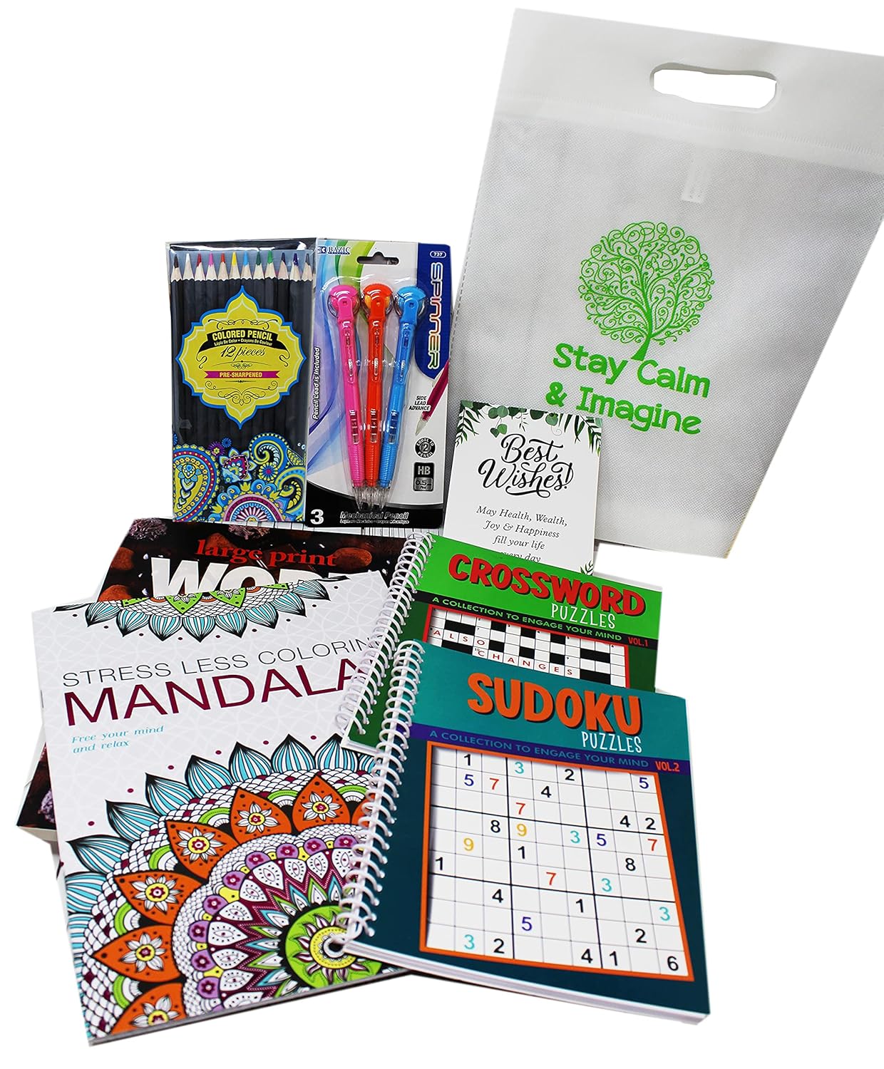 Get Well Soon Art kit home activities adult coloring books & pencils care package  Gift basket feel better soon gift for sick friend women, men, covid or after surgery for Stress relief & Relaxation