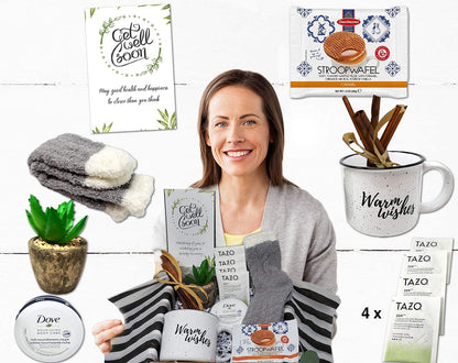 Get well soon Gift Basket for women  Care Package wsnacks & greeting card, after-surgery hospital recovery variety gift, cancer, Injury  Feel better soon, Speedy recovery encouragement gift