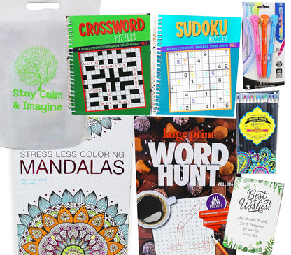 Get Well Soon Art kit home activities adult coloring books & pencils care package  Gift basket feel better soon gift for sick friend women, men, covid or after surgery for Stress relief & Relaxation