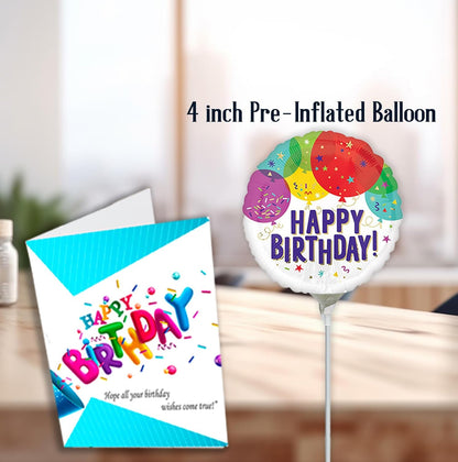 Happy Birthday Gift Basket full of goodies for Kids & Teenagers – Reusable Tin with Balloon, Snacks, Candy, Popcorn, Cookies, Savory Treats & Greeting Card – Birthday Care Package for Boys & Girls