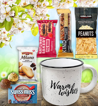 Holiday Gift basket gift set Mug w/Candy, cookies in a coffee Tea mug Thank you gift for coworker friend employees, Family, Brother, Sister, Mom, Dad Teacher for Valentine's day, Get Well, Gratitude