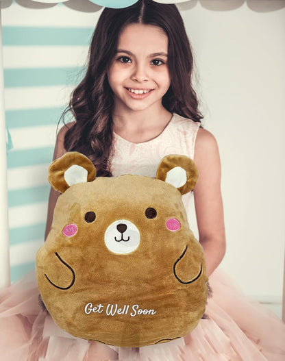 KIDS GET WELL SOON care package gift, Squooshy pillow, Cozy Blanket, Candy Snacks gift basket & Greeting card, gift for kids children boy/girl, Feel better soon, home or hospital recovery