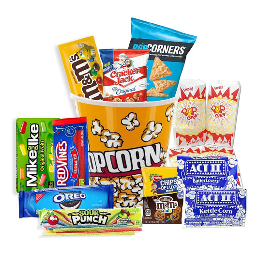 Movie Night Care Package – Popcorn, Candy & Snack Gift Basket for Kids, College Students & Family