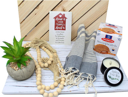 Perfect Housewarming Gift Basket for New Home | Hostess House Warming Gift for Couple Gift for Women of Home décor and Snacks, Welcome Family to a New Home