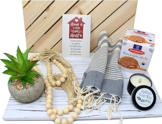 Perfect Housewarming Gift Basket for New Home | Hostess House Warming Gift for Couple Gift for Women of Home décor and Snacks, Welcome Family to a New Home