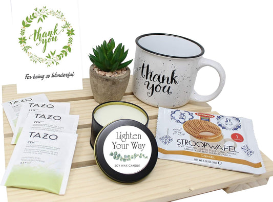 THANK YOU Gift basket for women | Employee appreciation gifts | Gratitude Unique care package for Friend, Coworker, Nurse, Doctor, sister, Employee retirement gift, variety gift set box w/Candle