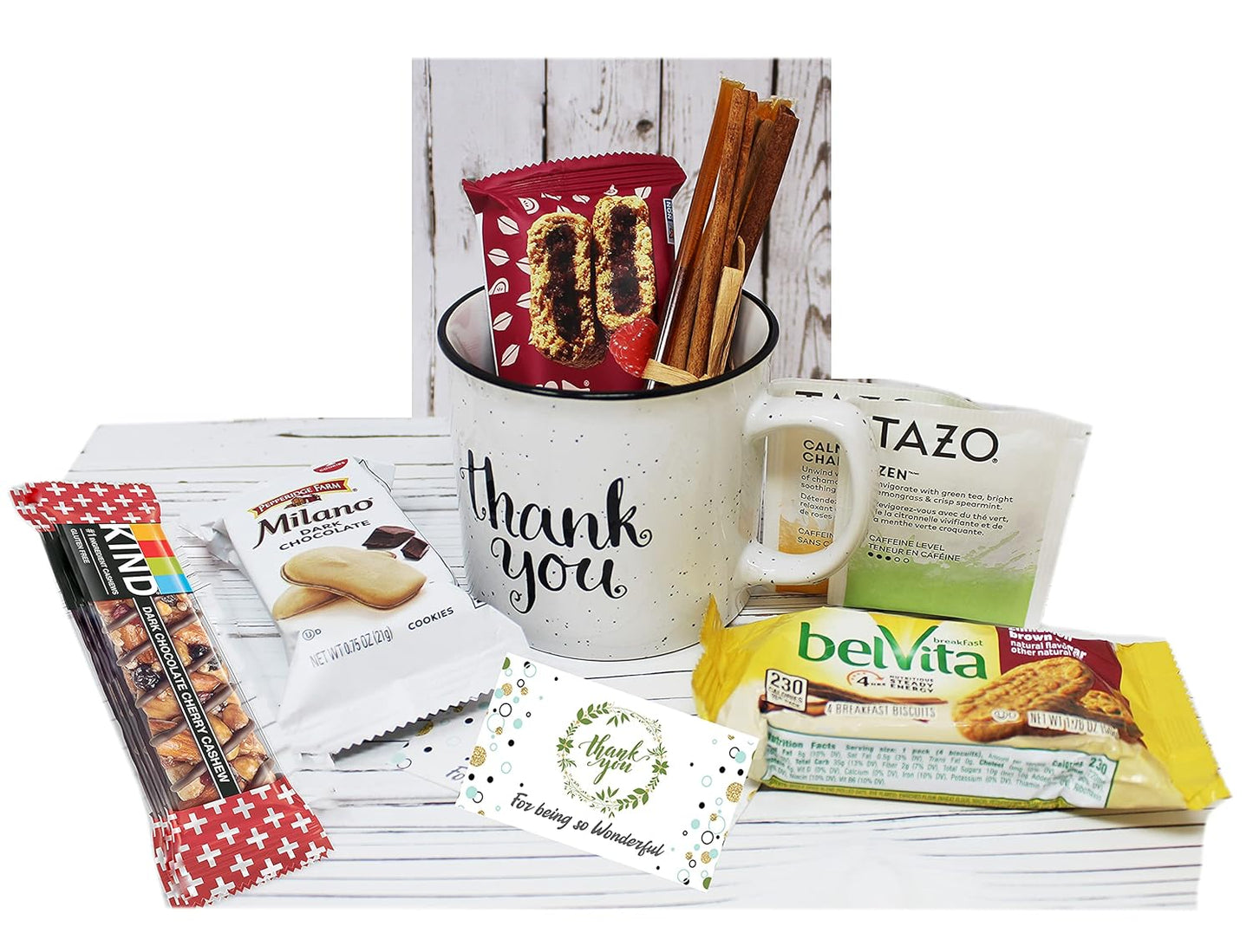 THANK YOU Gift basket in a Coffee mug, w/snacks, candy care package for Friend, Employee Coworker gift Gratitude, Cookies & Bars for Nurse, Doctor, Teacher appreciation, sister, Boss, Candy in a mug