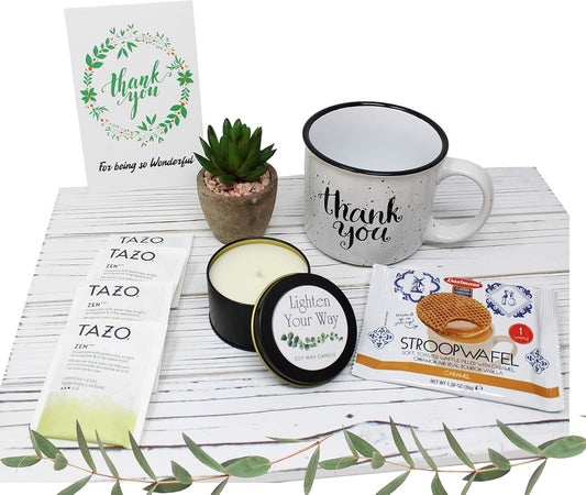 THANK YOU Gift basket for women | Employee appreciation gifts | Gratitude Unique care package for Friend, Coworker, Nurse, Doctor, sister, Employee retirement gift, variety gift set box w/Candle