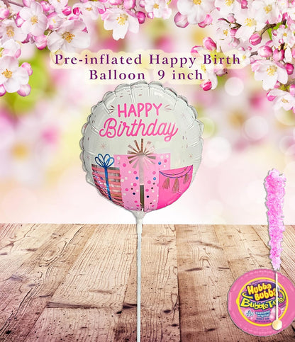 The Ultimate Birthday Gift Basket for Girls | variety pack with a Happy Birthday Pink Squishy, Balloon Care Package w/snacks & Candy, girl, teenage, Granddaughter