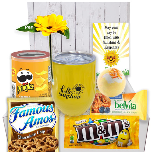Thinking of you gift for Women | Get well Care Package | Missing you Unique gift basket & Sympathy, You are my sunshine Yellow Sunflower gift | college students, Wife, Sister, girlfriend, bday