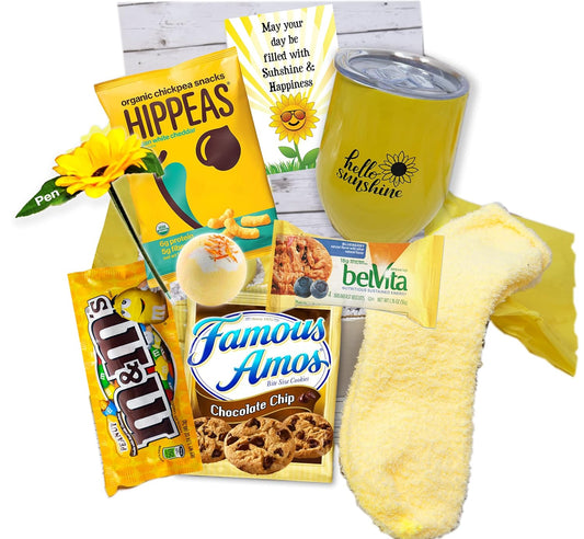 Thinking of you gift for Women | Get well Care Package | Missing you Unique gift basket & Sympathy, You are my sunshine Yellow Sunflower gift | college students, Wife, Sister, girlfriend, bday