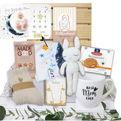 Ultimate New MOM Gifts, Care Package/Gift Basket, New Baby Gift, Expecting Pregnant Women, Mother to be Baby Shower, Pregnancy or After Birth, Surgery, Milestone Baby Blanket, Mother's Day Gift