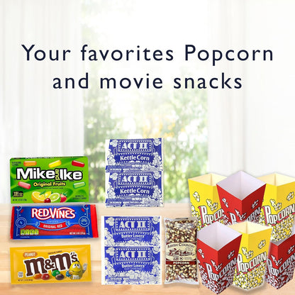 Ultimate Movie Night Gift Basket, HOUSEWARMING Gift for couples, Variety Care Package w/ Snacks, Full-Size candy variety POPCORN LOVER box for couple new house gift set, Family or birthday Gift w/Candy & Blanket