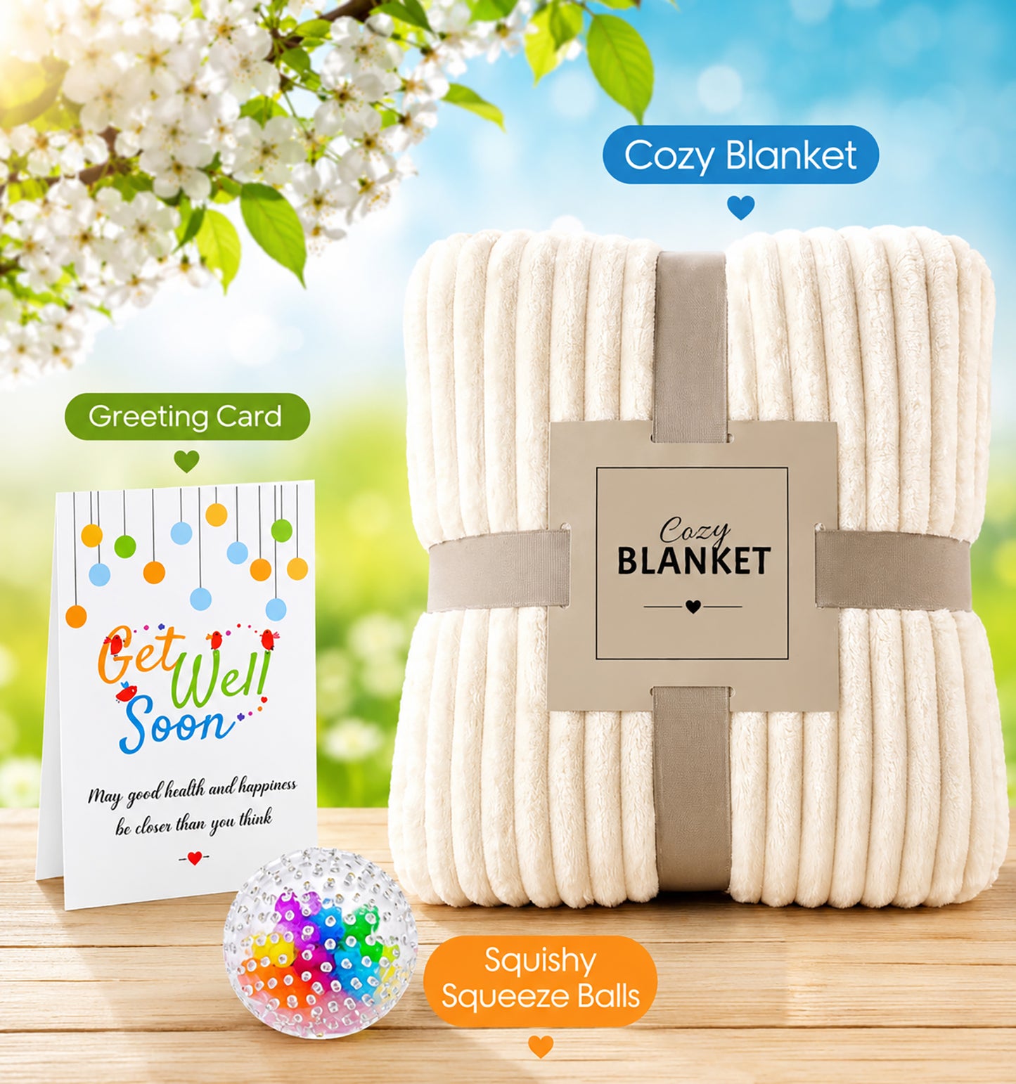 Kids Get Well Soon Gift Basket – Cozy Blanket, Plush Pillow, Candy & Snack Care Package for Children